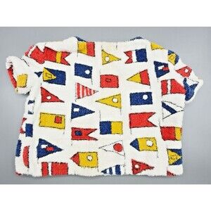 Vintage Baby Terry Cloth Top Nautical Signal Flags MCM 1950s 60s Cotton